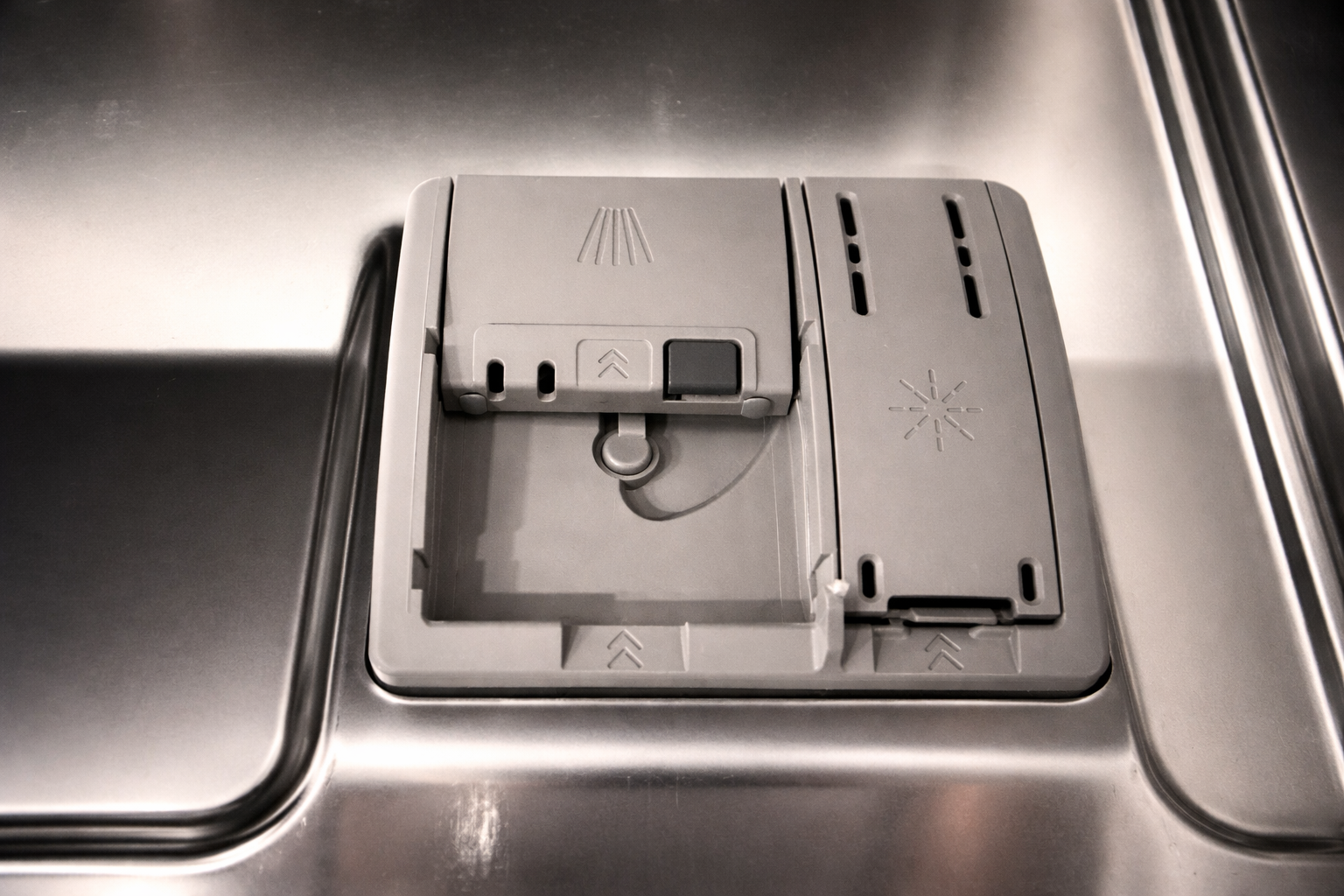 Dishwasher dispenser close-up detail